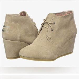 Toms Desert Wedge Hyde Bootie Taupe Suede sz 9